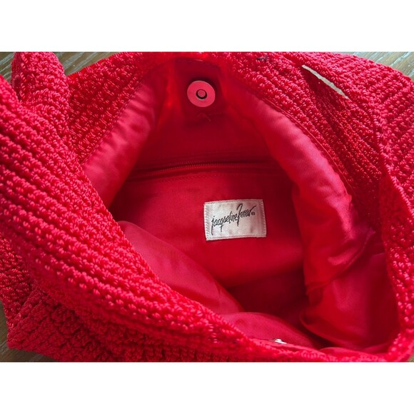 Jacqueline Ferrar Red Crochet Woven Shoulder Bag NWOT Handbag Purse Boho Hobo - Picture 3 of 8